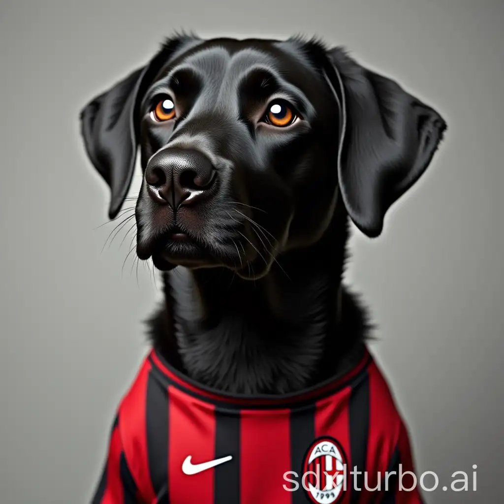 Black-Labrador-Dog-Wearing-MilanFC-TShirt