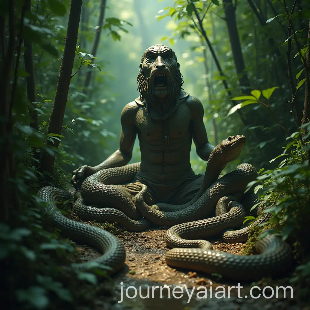 Nagagani-Amman-with-Snakes-in-a-Lush-Jungle-Setting