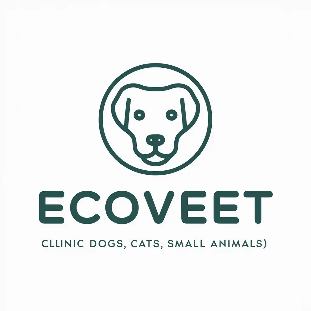 a vector logo design,with the text "Ecoveet", main symbol:General informationnClinic name: EkovetnLocation: MoscownPets (dogs, cats, small animals),complex,be used in Animals Pets industry,clear background