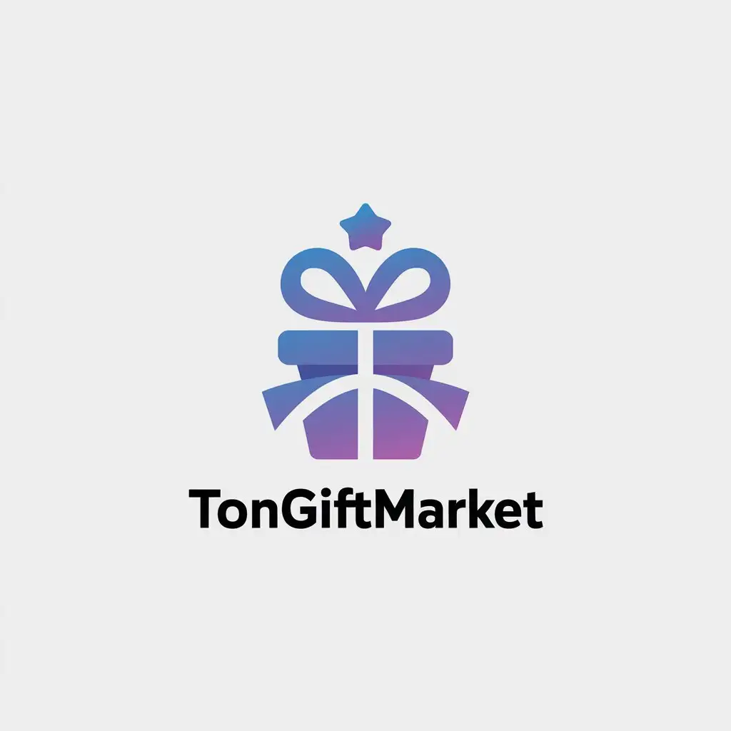 LOGO Design for TonGiftMarket Minimalistic Gift and Star with PurpleBlue Gradient for Finance Industry