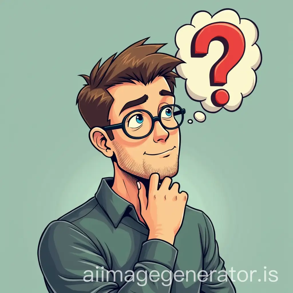 Thinking image of a man with question mark