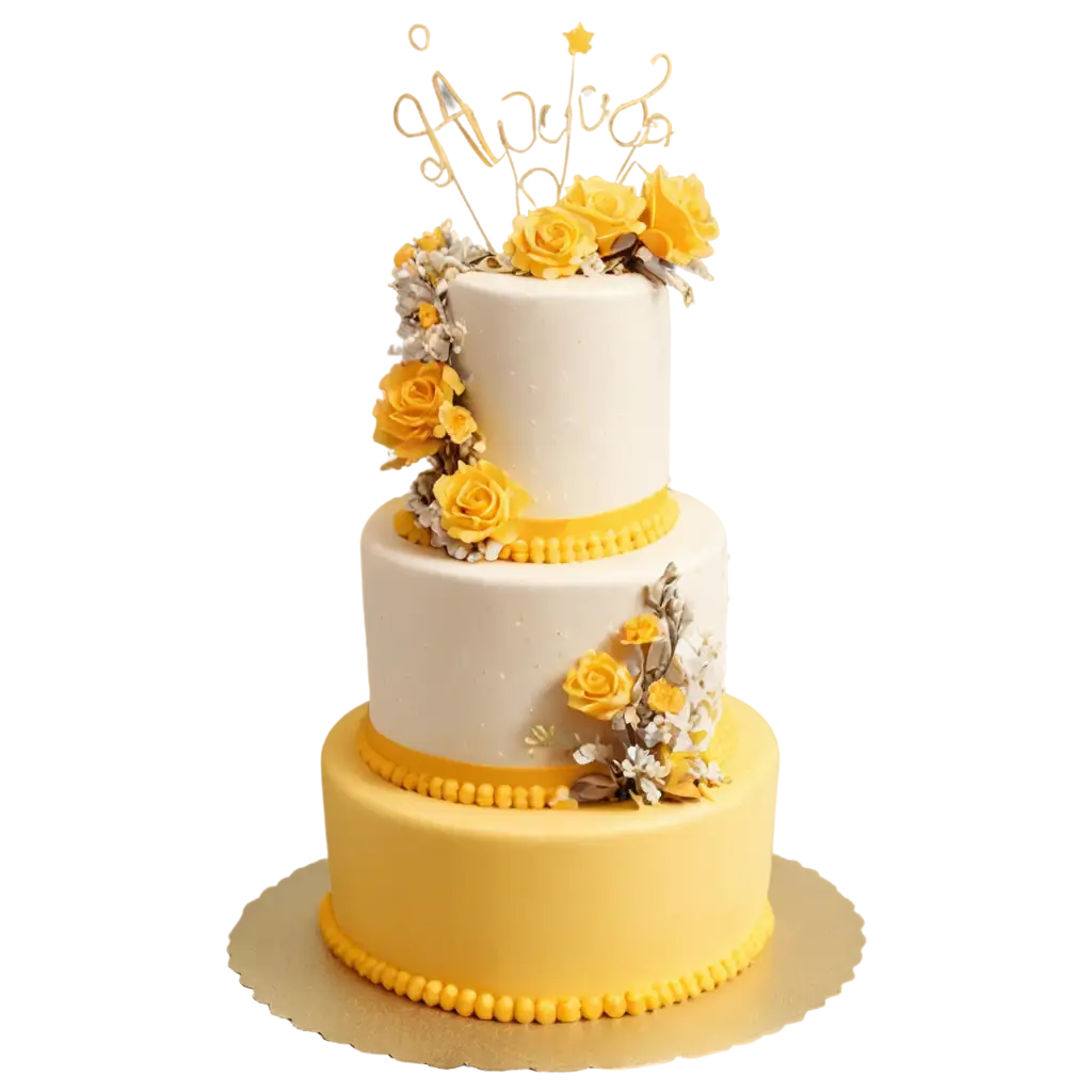 Yellow-Themed-Cake-PNG-Image-High-Quality-and-Versatile-for-Various-Uses