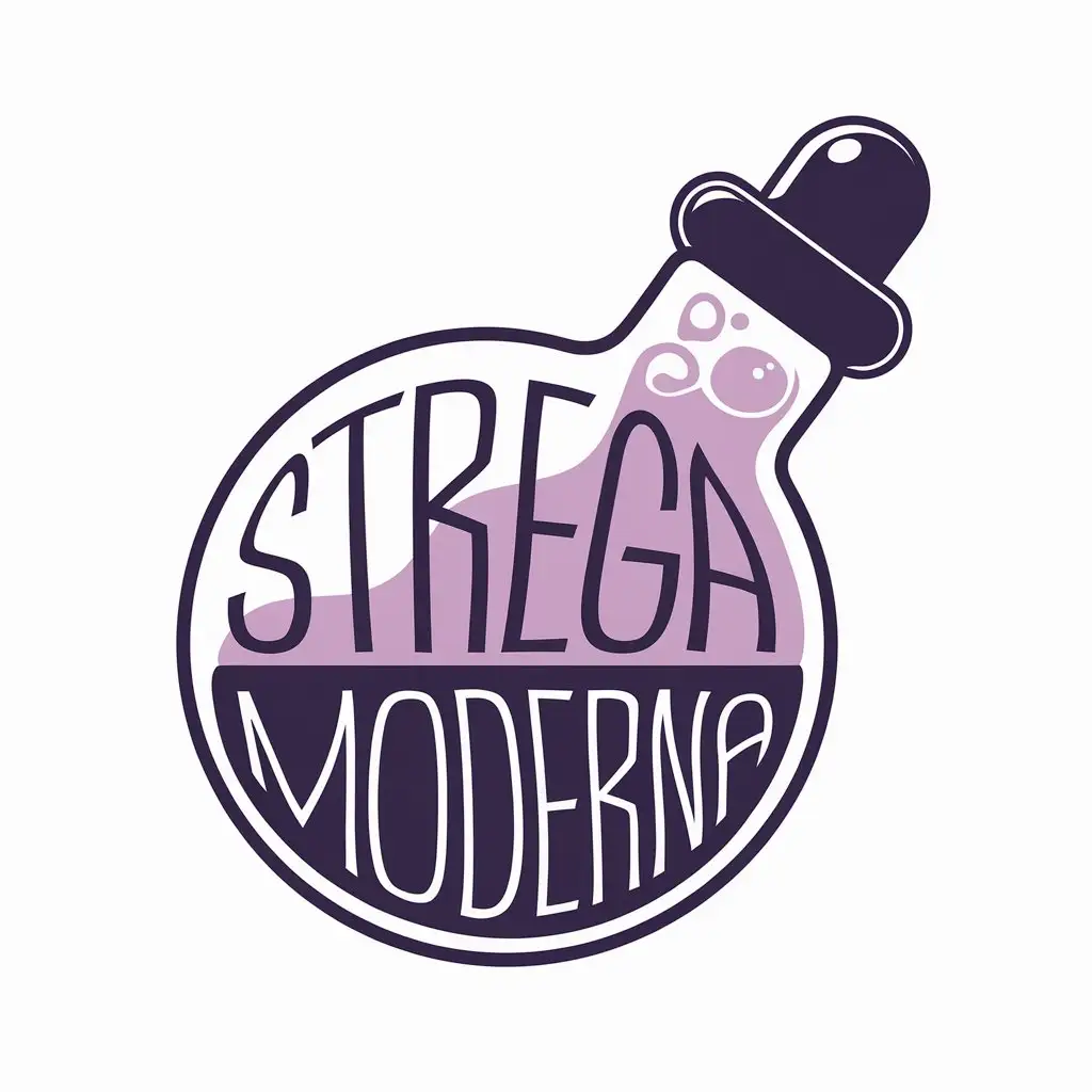 LOGO Design for Strega Moderna VioletPinky Ampoule with Witchy Font for Beauty Spa Industry