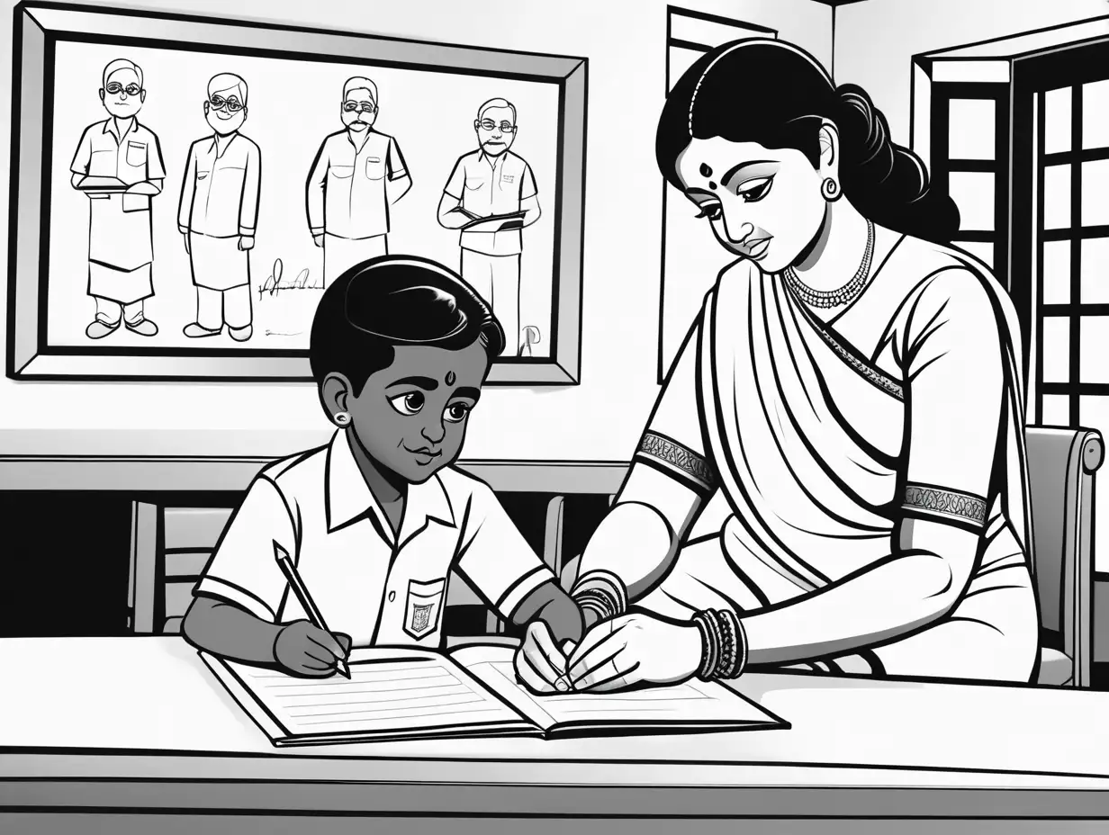 Kerala Mother Signing Childs Progress Report with School Principal