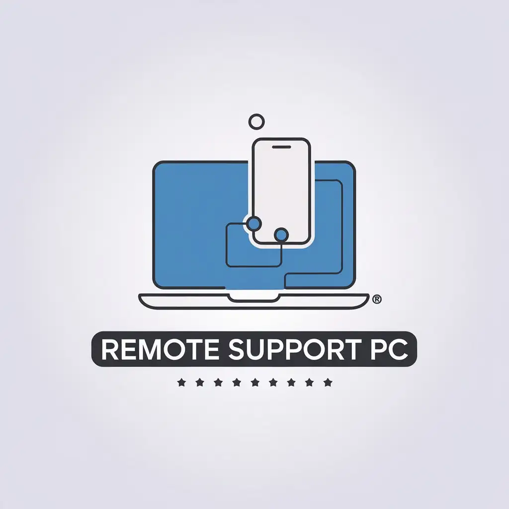 LOGO Design for Remote Support PC Blue and White with Computer Screen Laptop and Mobile Phone Theme