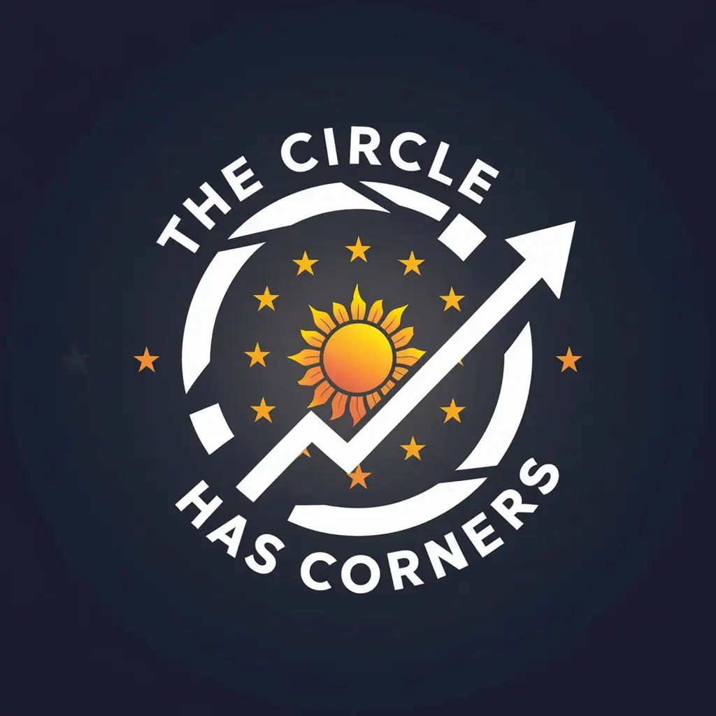 LOGO Design For The Circle Has Corners Angular Sun and Starry Dreams on Black Background