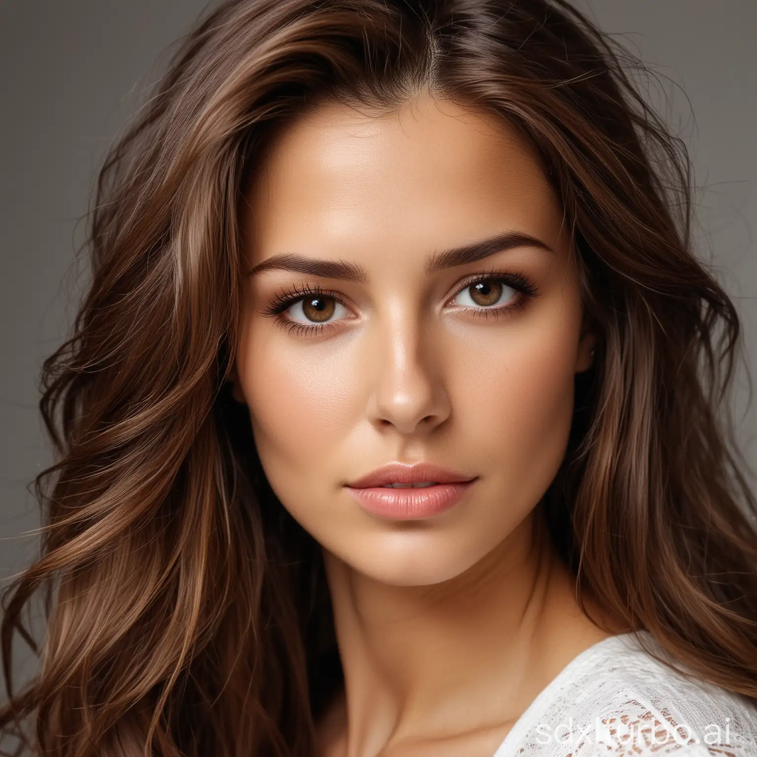 The most beautiful woman in the world age 32 year old, long brown hair
