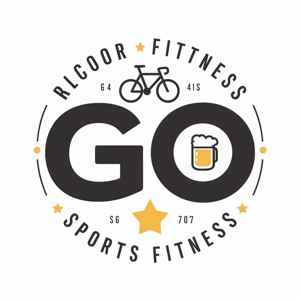 a vector logo design,with the text "go", main symbol:Beer, bicycle,Moderate,be used in Sports Fitness industry,clear background