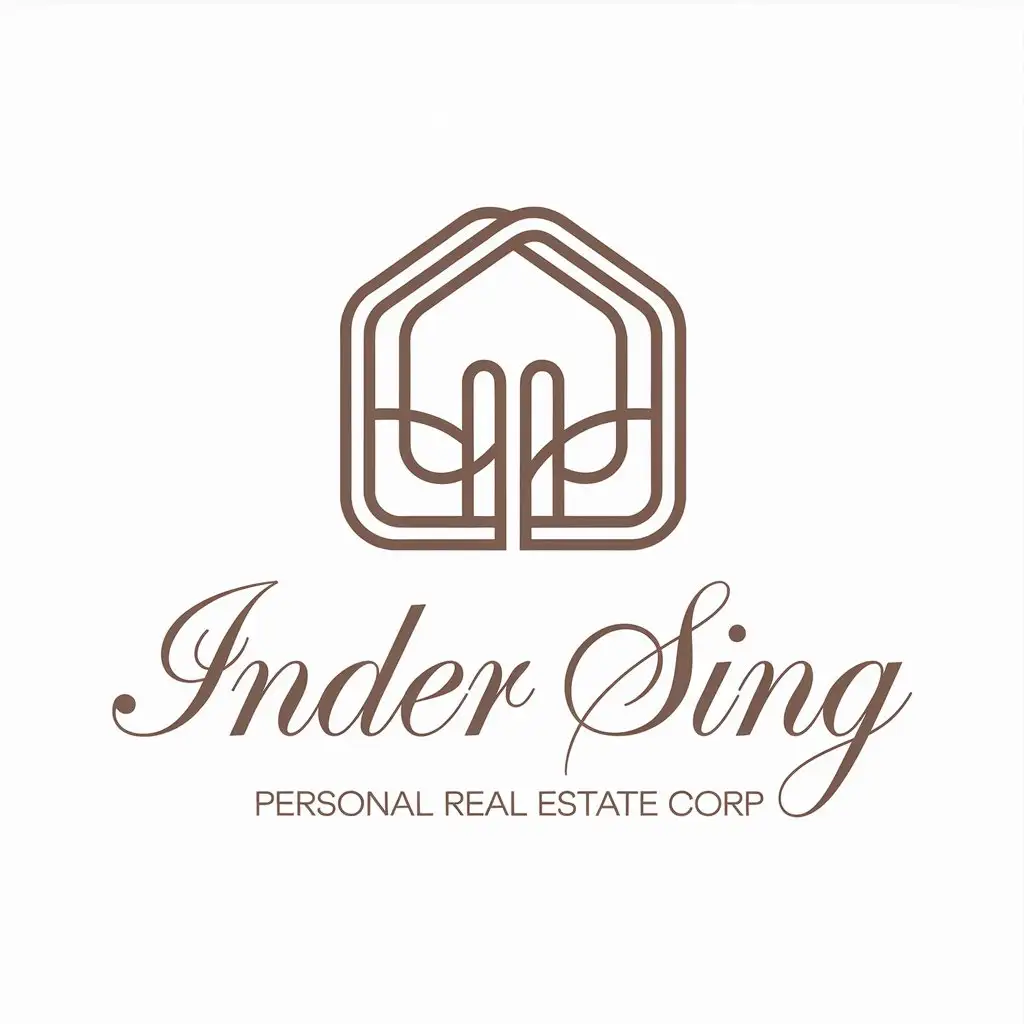 LOGO Design for Inder Sing Elegant House Shape with Soft Rounded Lines and Refined Script for Real Estate