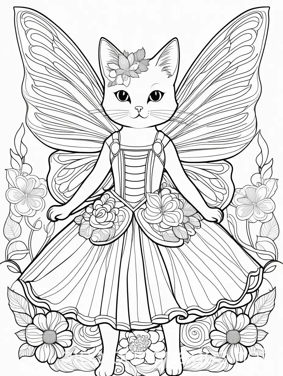 Cat-Fairy-Coloring-Page-with-Flower-Dresses-for-Everyone