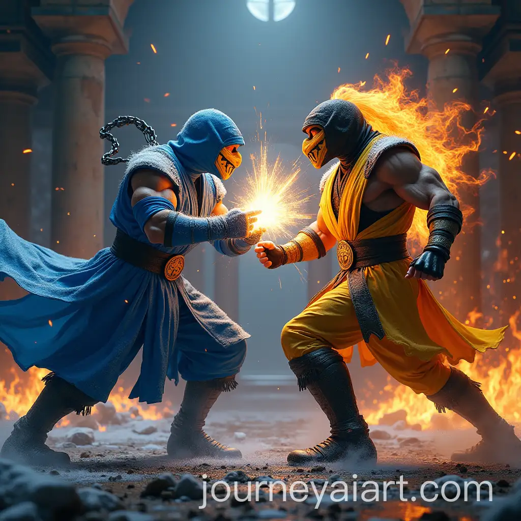 Epic-Battle-Between-SubZero-and-Scorpion-in-a-Ruined-Temple