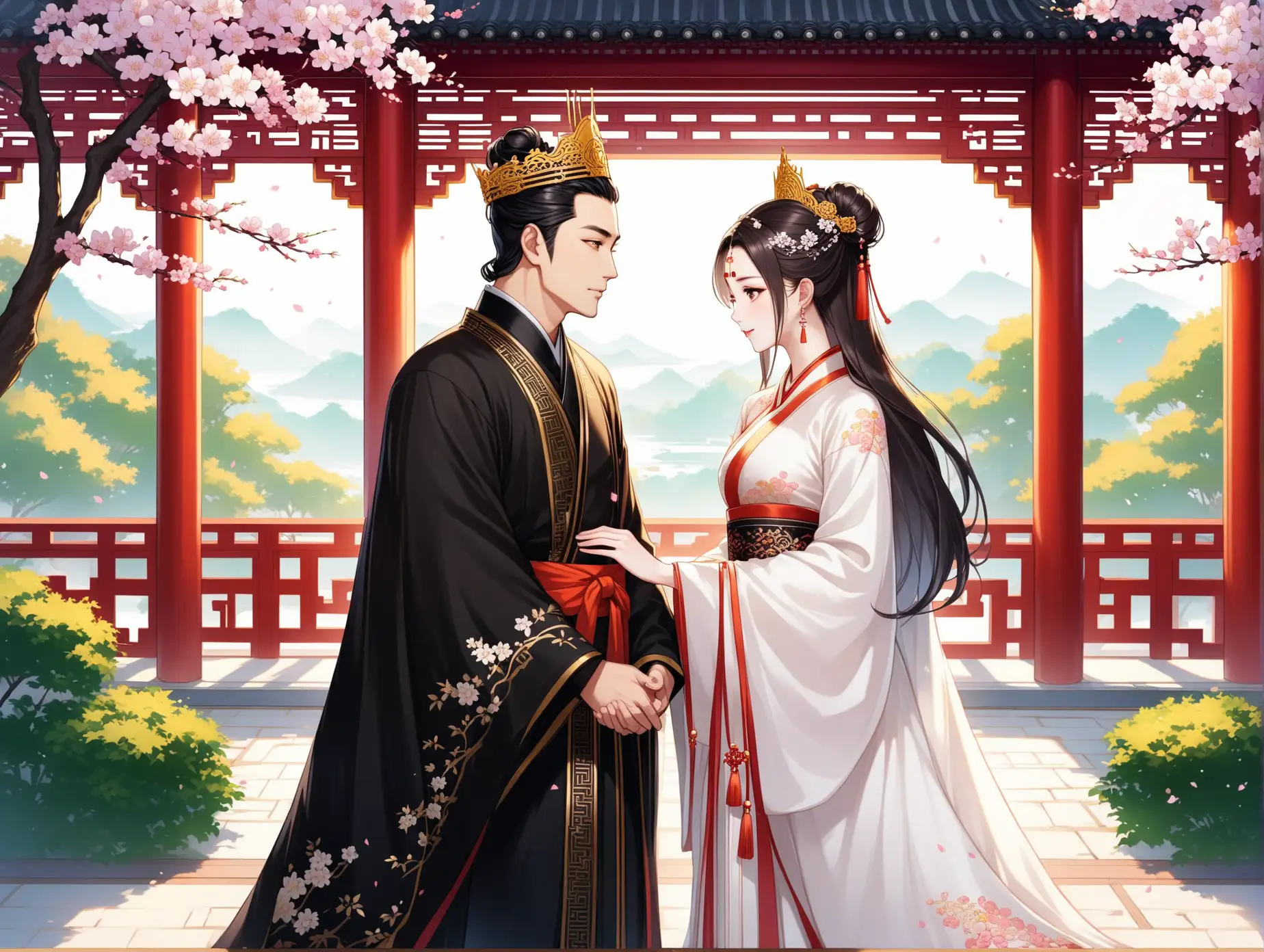 Emperor-and-Concubine-Admiring-Blooming-Garden