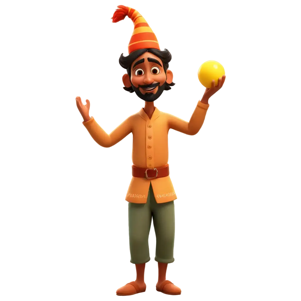 Animated-Cartoon-Indian-Village-Juggler-with-Damru-PNG-Image-Ideal-for-Creative-Projects