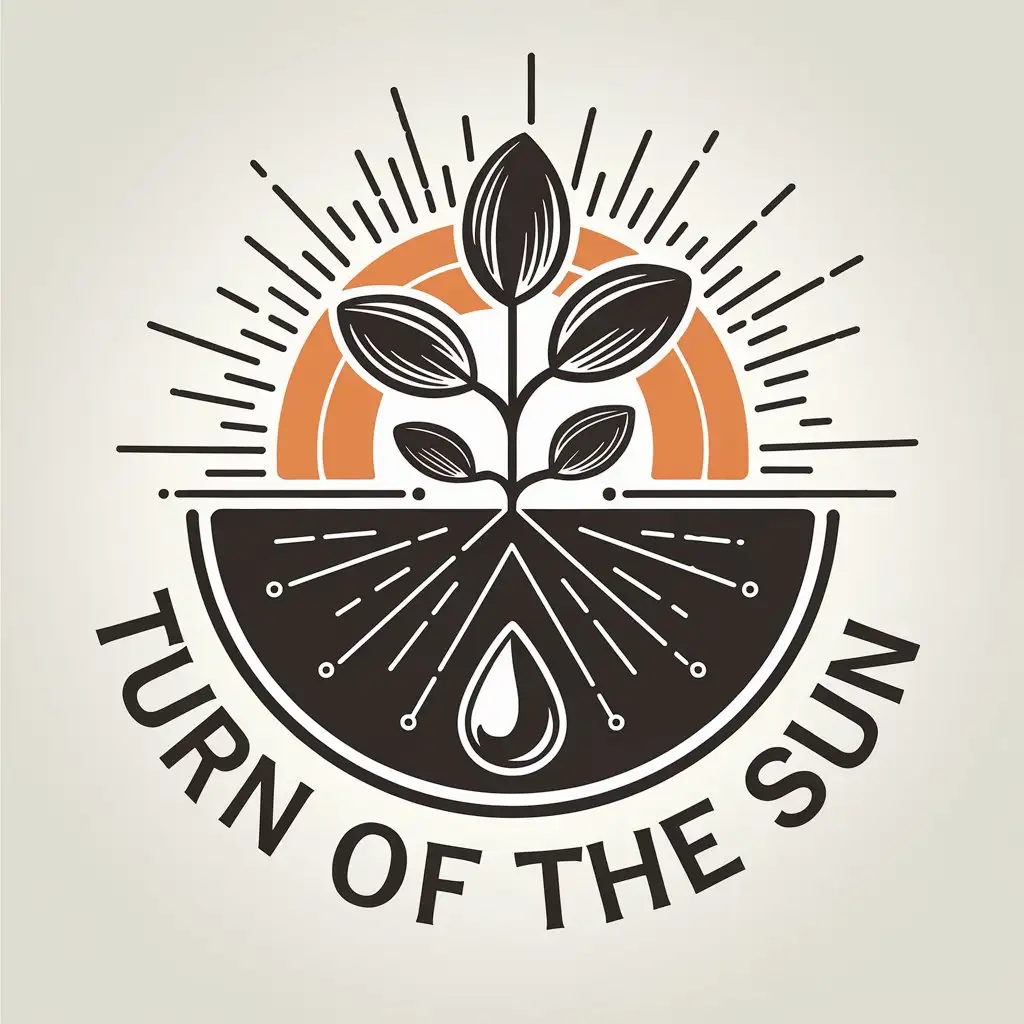 a vector logo design,with the text "turn of the sun", main symbol:Seeds sprouting, dew, sun, earth,Moderate,clear background