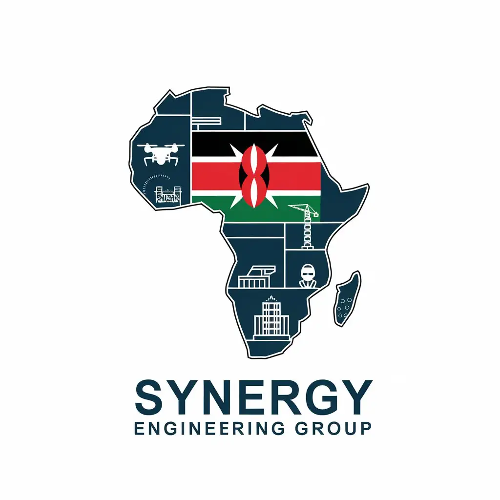 LOGO Design for Synergy Engineering Group African Map Symbolizing Technology and Engineering Services