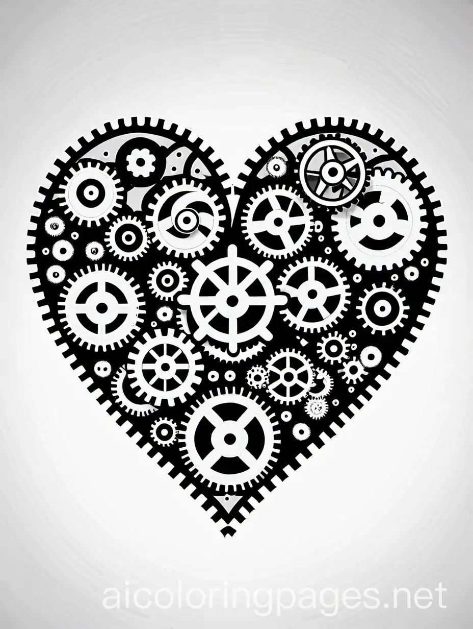 Simple-Gear-Heart-Coloring-Page-Black-and-White-Line-Art