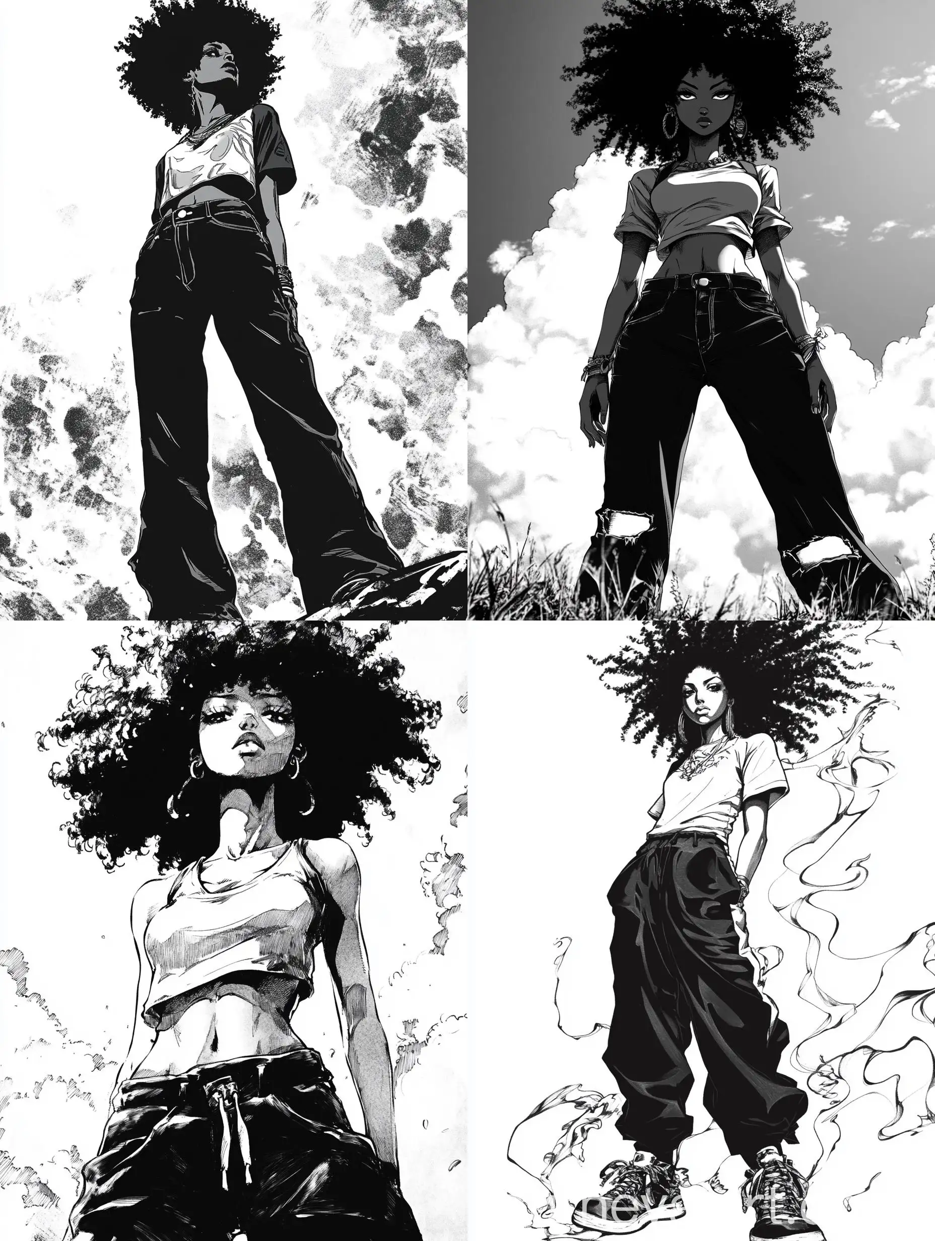 Manga-Cover-Girl-Standing-with-Afro-and-Baggy-Pants