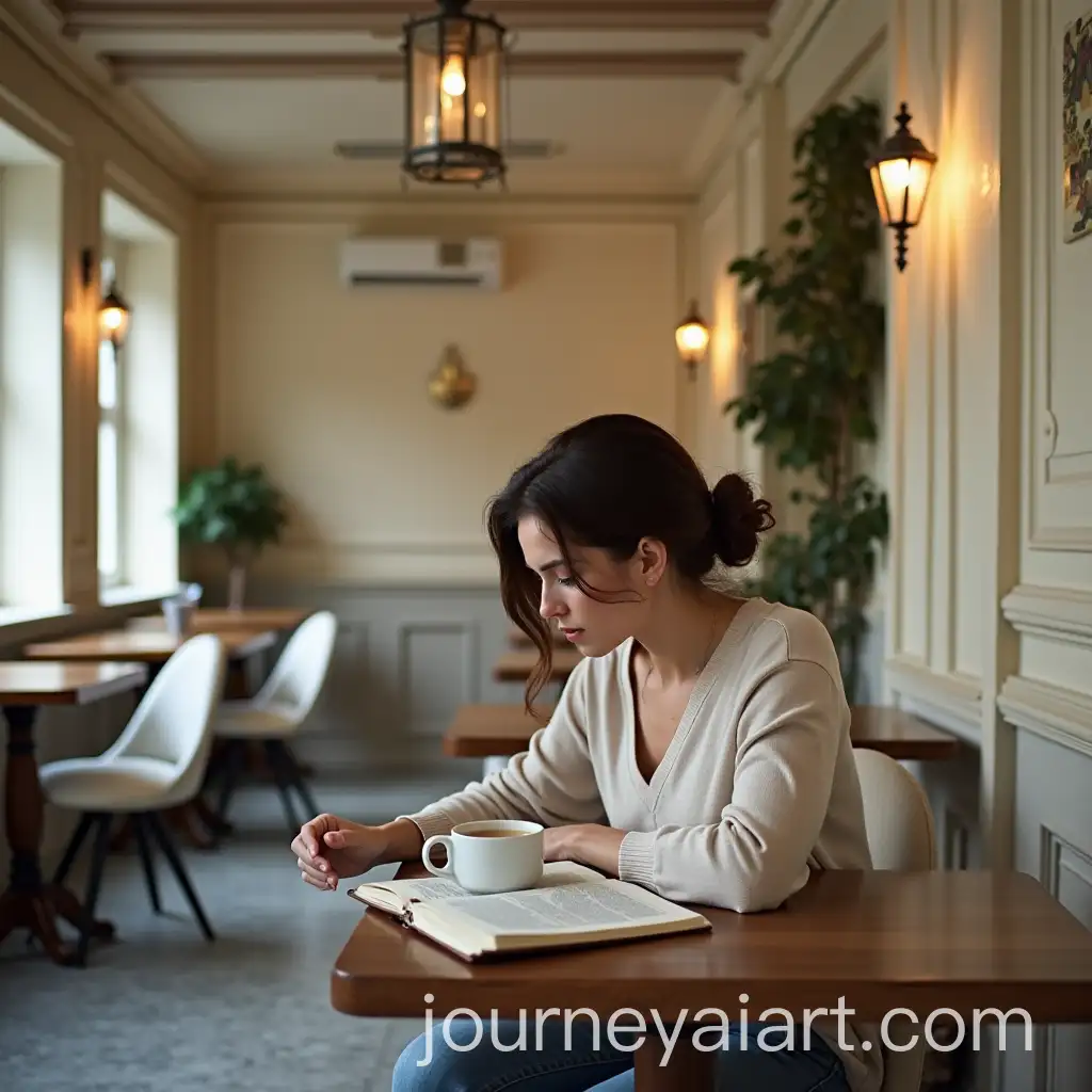 European-Woman-Studying-with-Coffee-in-Cozy-Caf-Setting