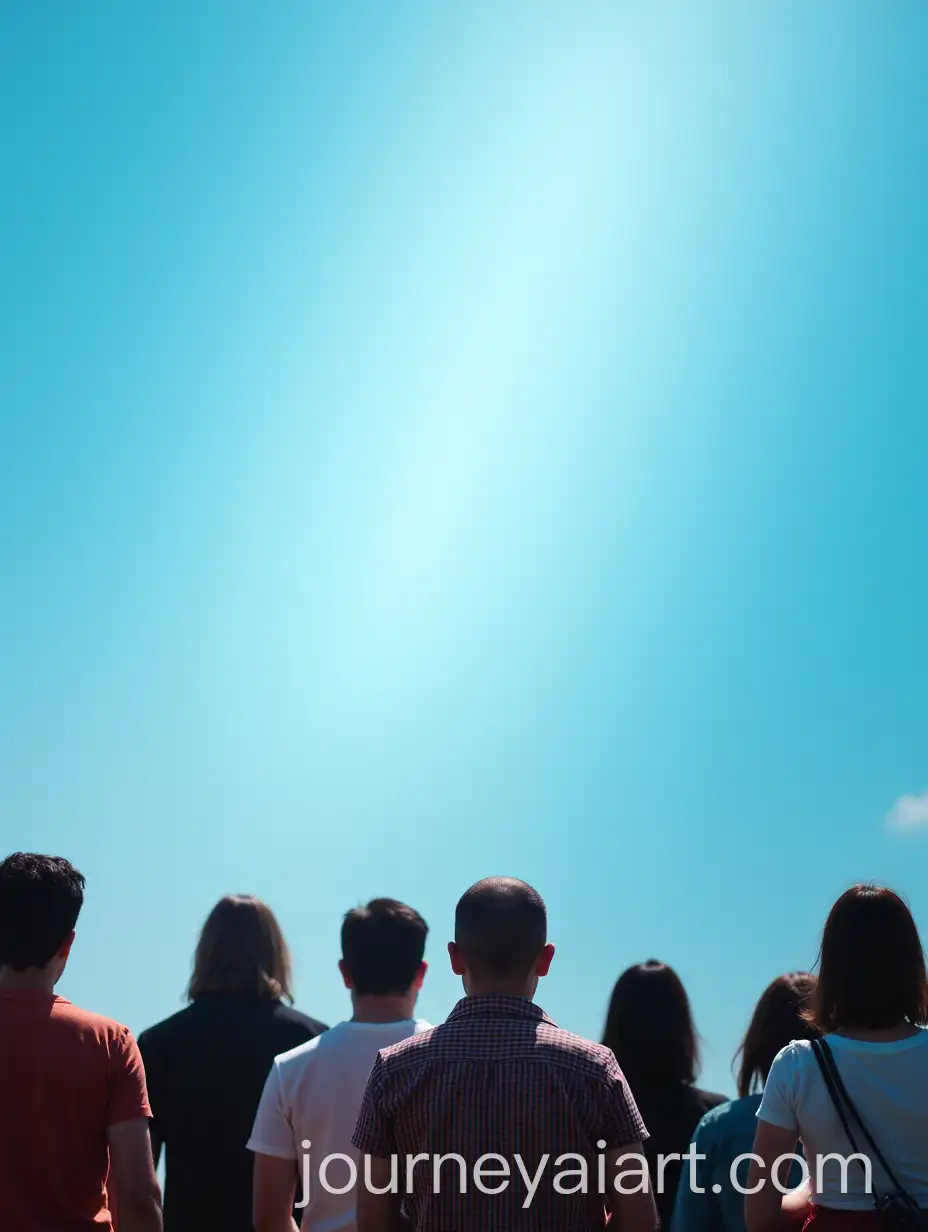 People-Gazing-at-Beautiful-Blue-Sky-with-Rays-of-Light