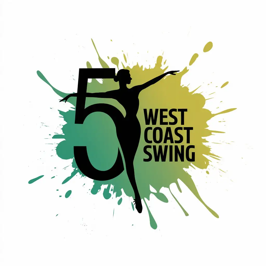 LOGO Design for West Coast Swing Refreshed Fifth Anniversary with GreenYellow Splatter and Dynamic 5 Integration