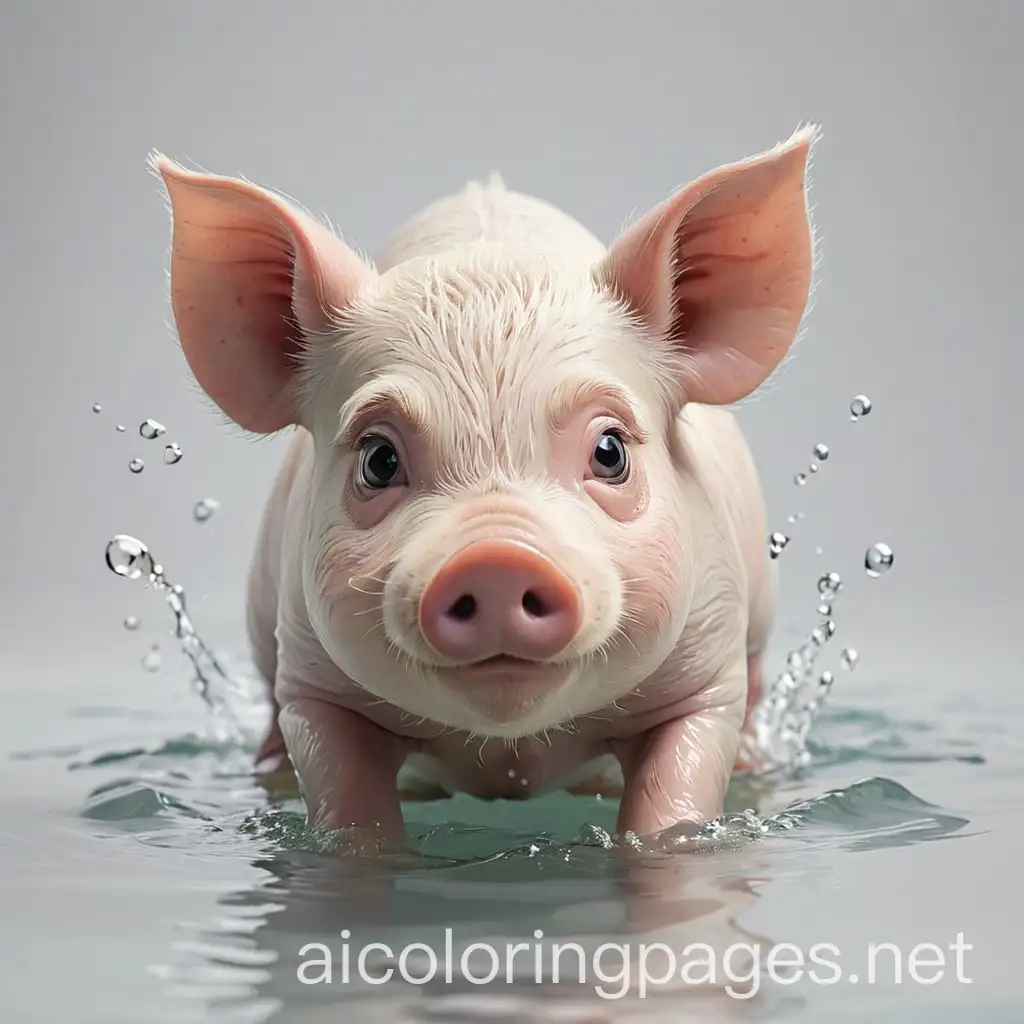 Charming-Pig-Swimming-in-a-Simple-Black-and-White-Coloring-Page