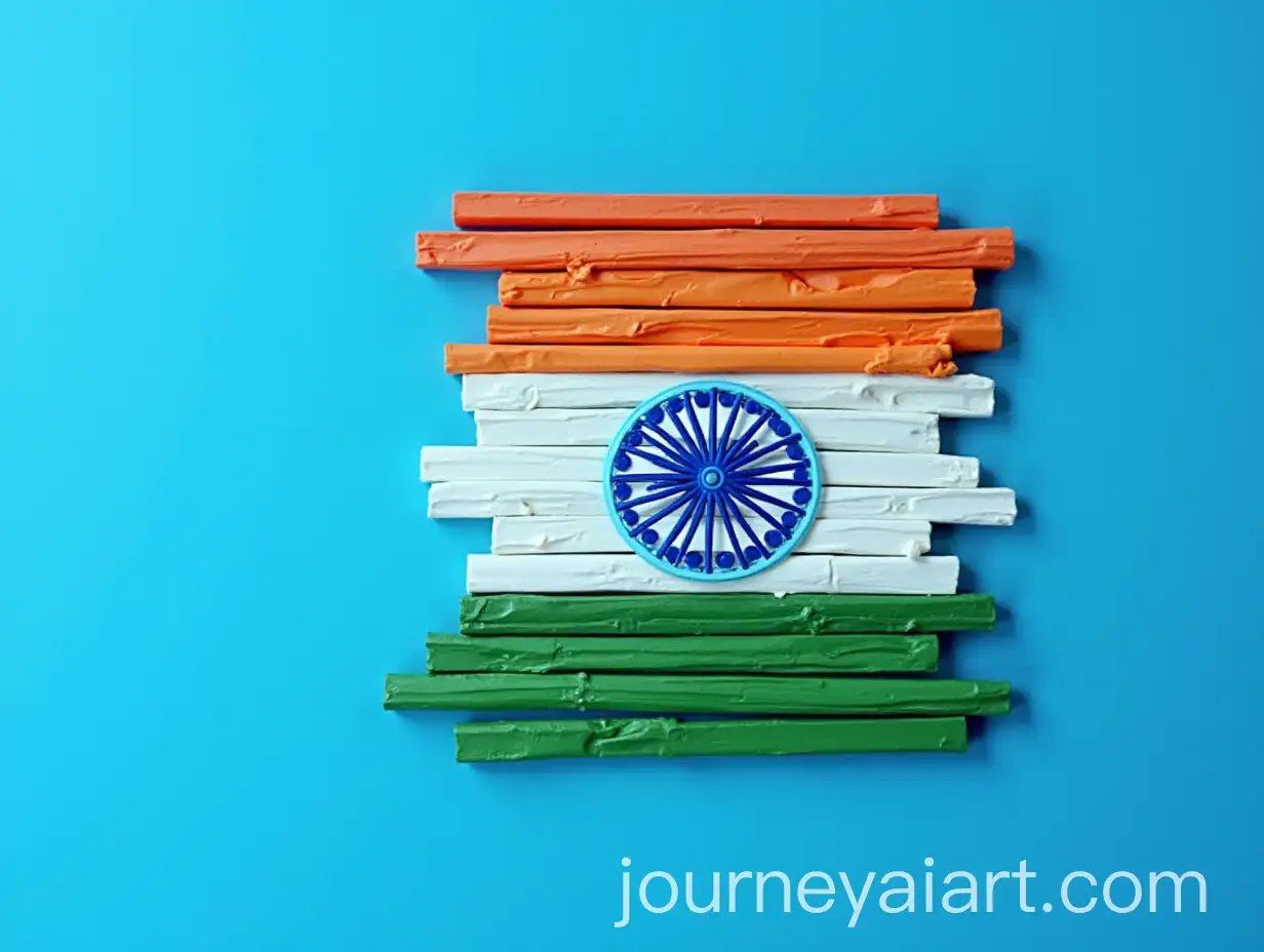 Indian-Flag-Constructed-with-TMT-Bars-on-HighRise-Building-with-Blue-Sky-Background