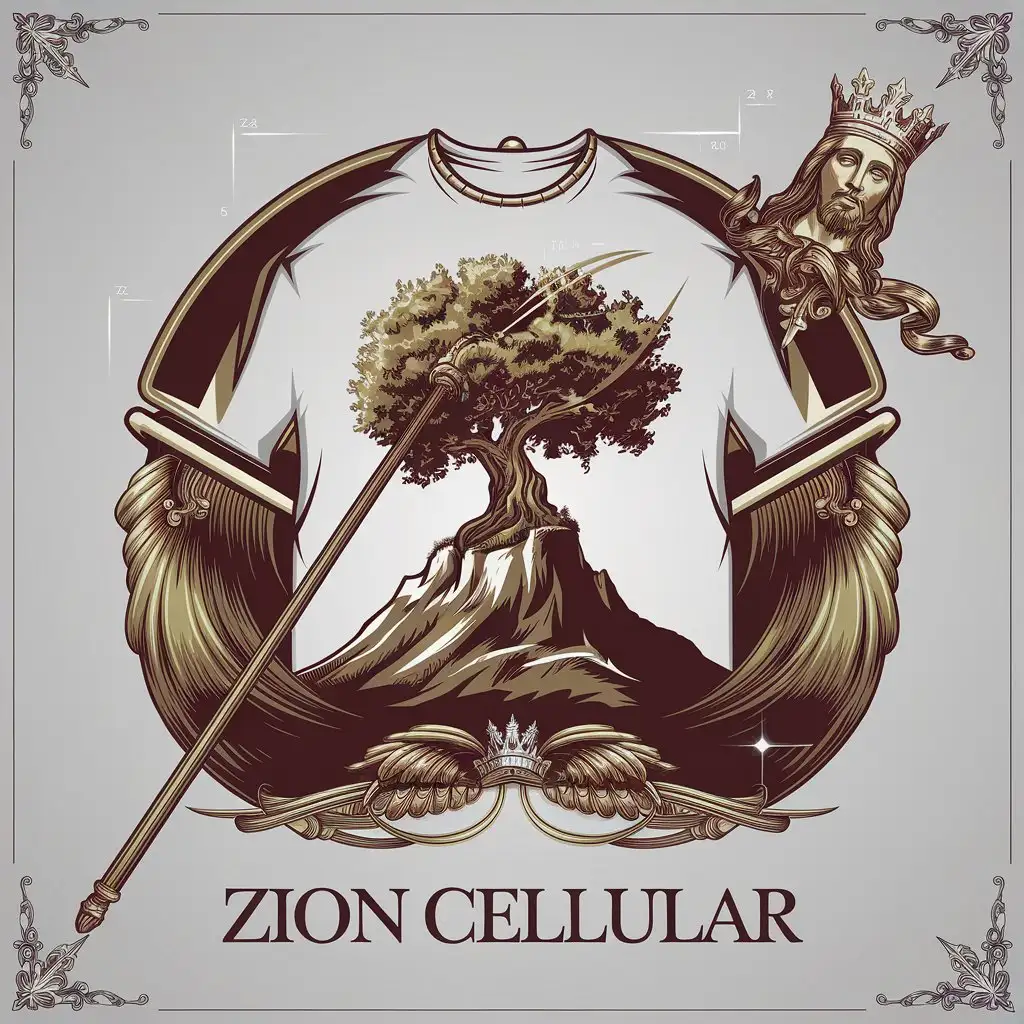 LOGO Design For Zion Cellular Luxe TShirt Abstract Design with Olive Tree and Majestic Mountain