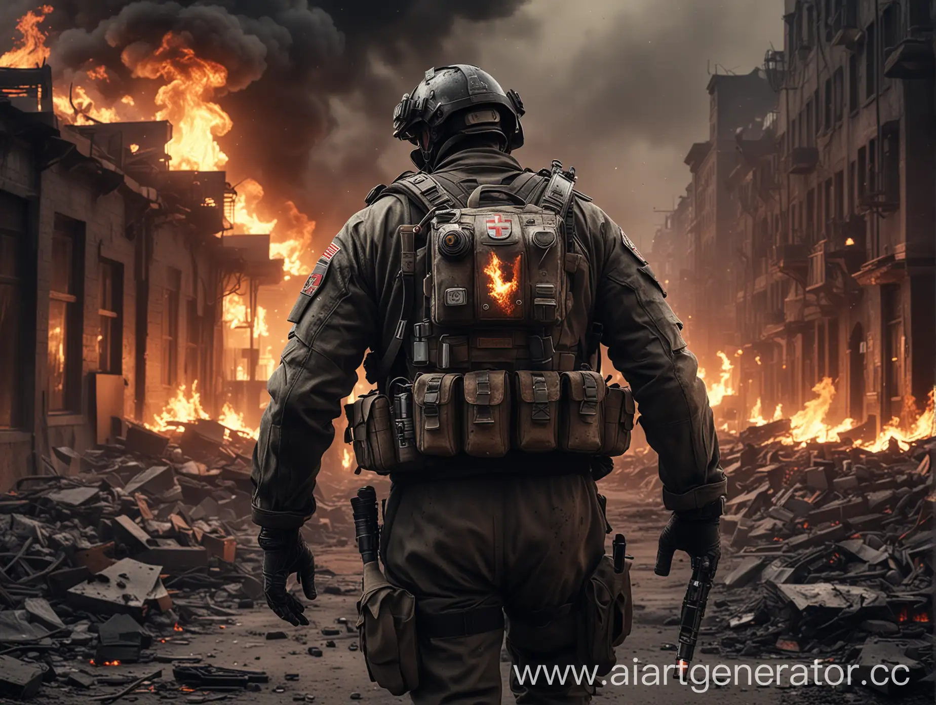 Medic-in-Special-Forces-Gear-in-Burning-City