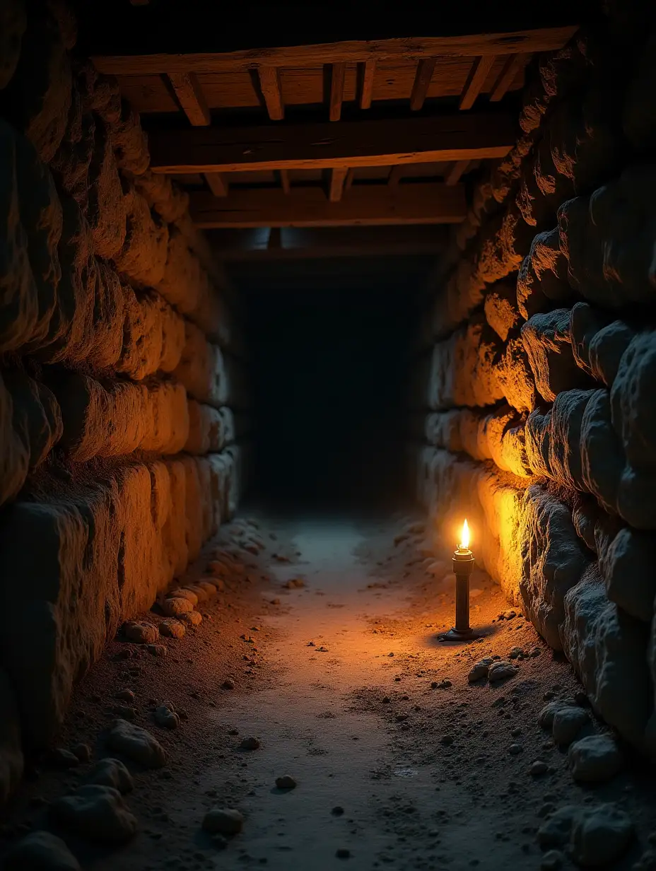 Ancient-Tunnel-with-Flickering-Oil-Lamps-and-Weathered-Stone-Walls