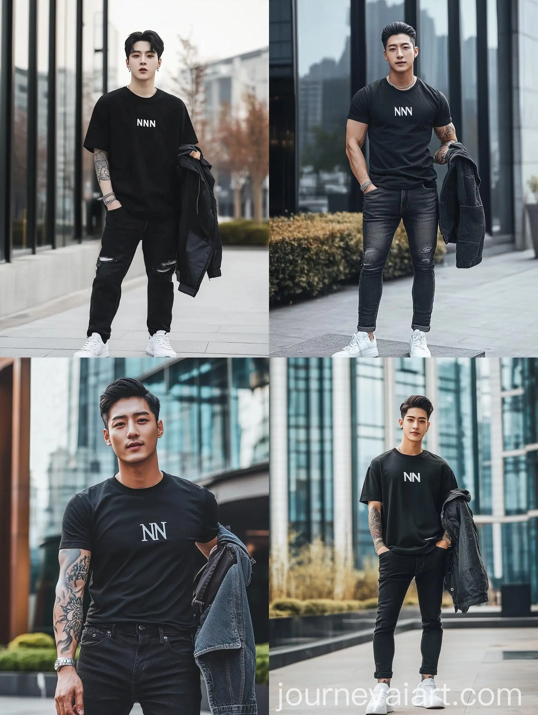 Stylish-Korean-Man-with-Tattoos-in-Urban-Setting