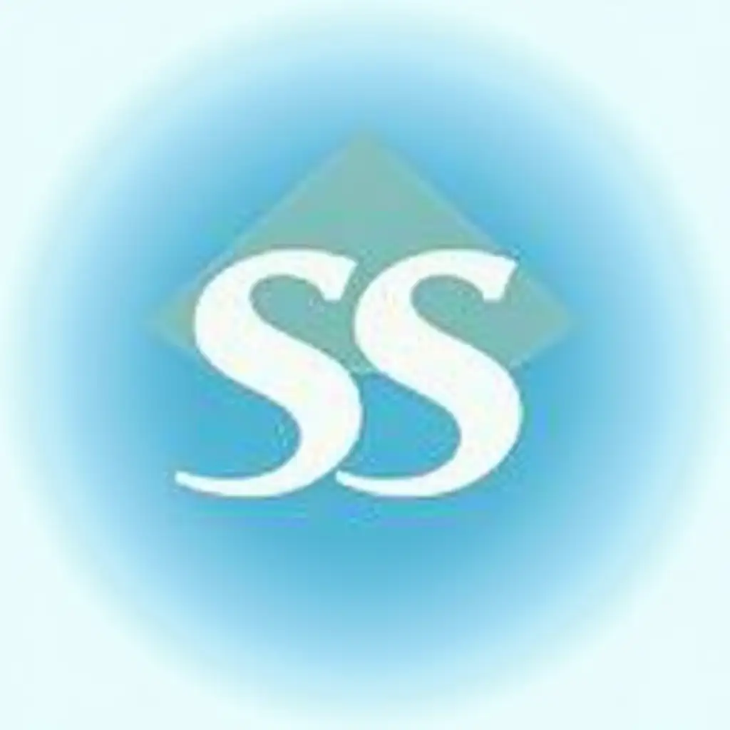 A logo with two S and a sun around them. A blue background and white S, with the natural colored sun