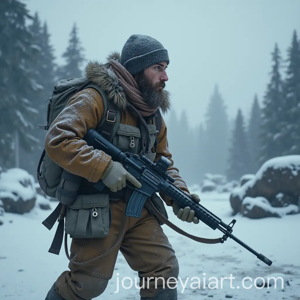 Man-with-Rifle-in-Ice-Age-Ruins