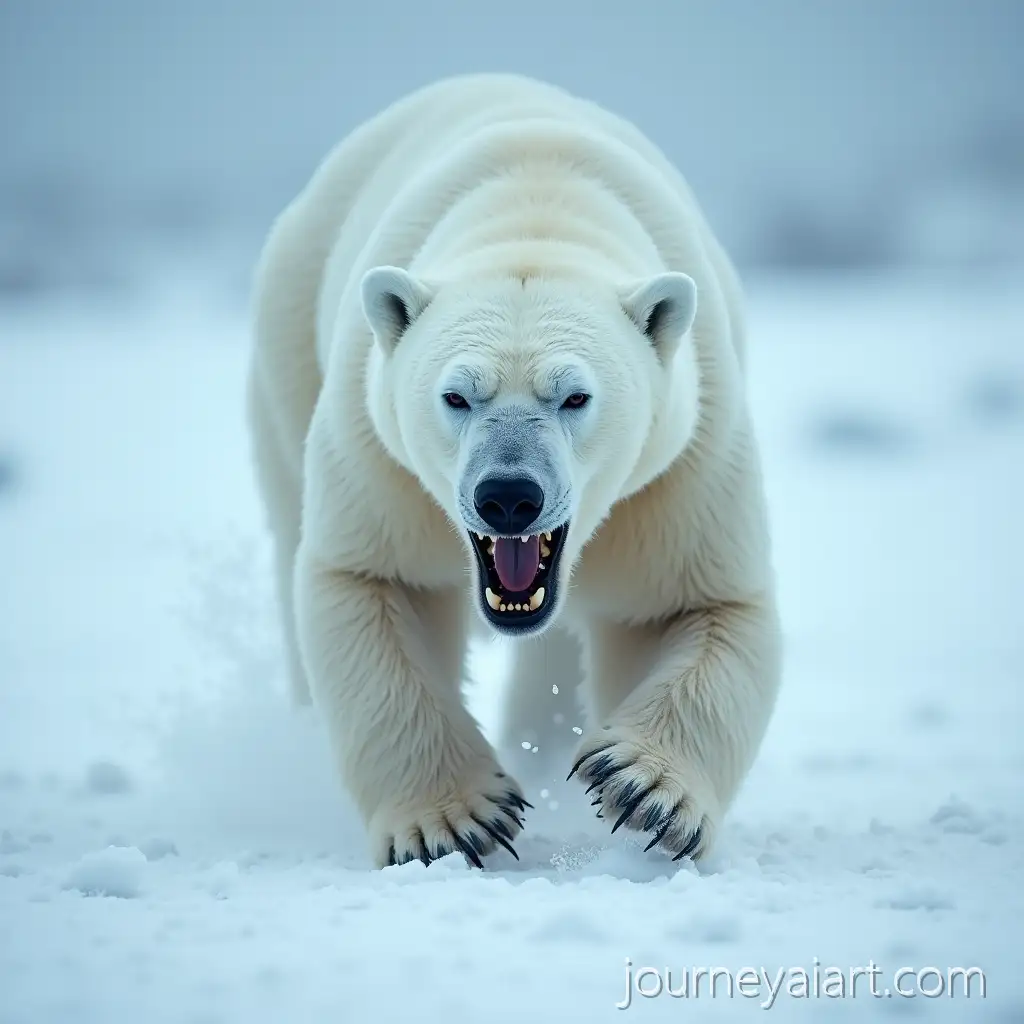Fierce-Polar-Bear-Charging-Across-Icy-Terrain-in-Blizzard