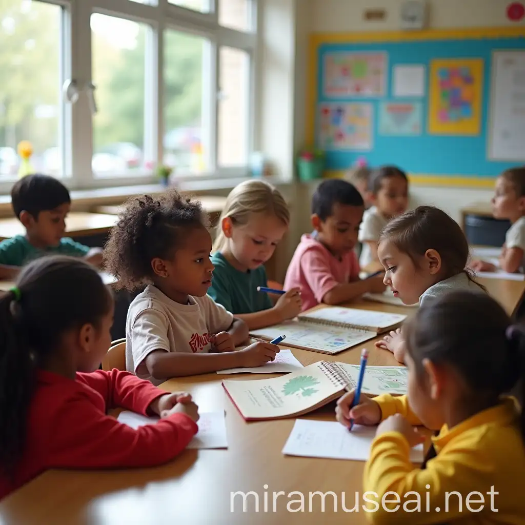 Diverse Primary School Classroom Learning Environment