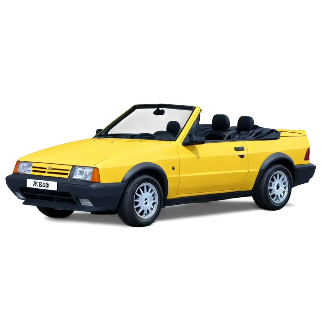 Escort-XR3-Convertible-Yellow-PNG-Image-Classic-Car-Illustration