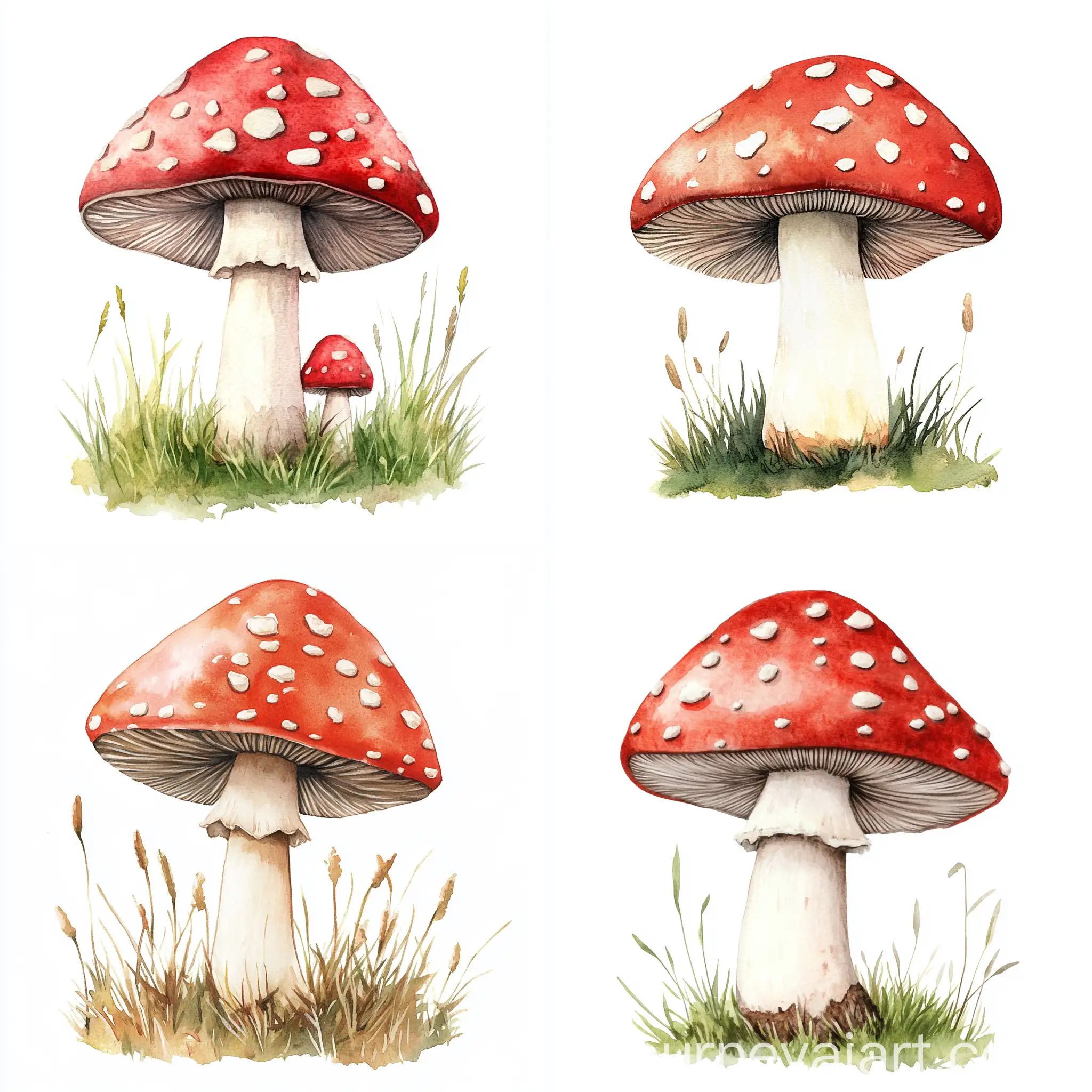 Watercolor-Illustration-of-a-Cute-Mushroom-on-White-Background