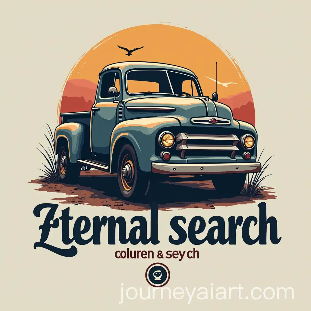Vector-Logo-Design-for-Eternal-Search-Featuring-an-Old-Truck-and-Notebook