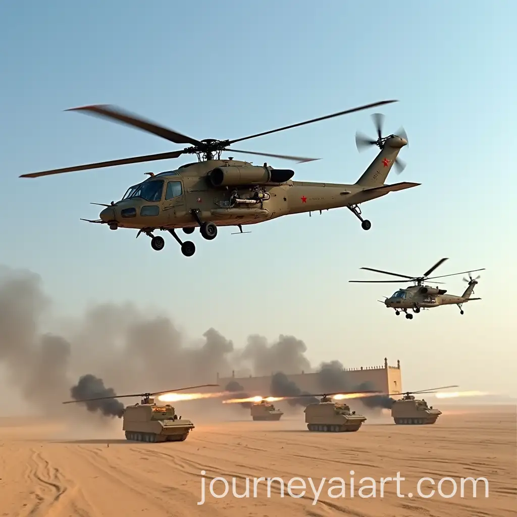 Combat-Mission-Ka52-Alligator-Helicopter-Attacks-Desert-Fortress-with-AntiTank-Missiles