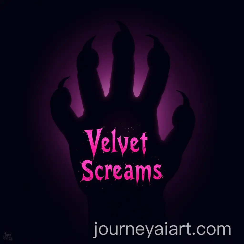 Velvet-Screams-Logo-Design-Featuring-Threatening-CatAI-Image-Prompt-Expansion-Paw-Silhouette-with-Purple-Backlight