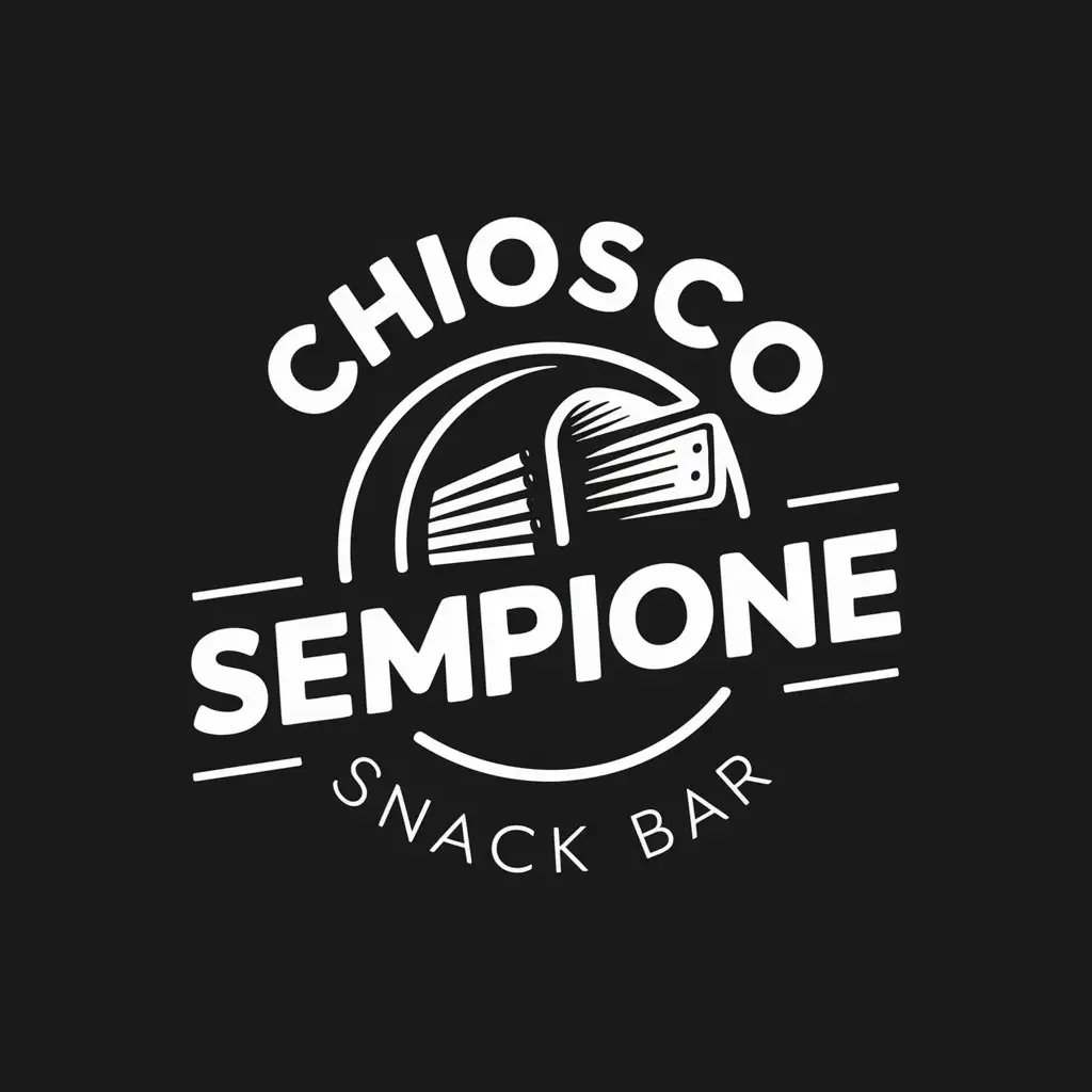 LOGO Design for Chiosco Sempione Snack Bar White Tunnel Journey Theme on Black Background