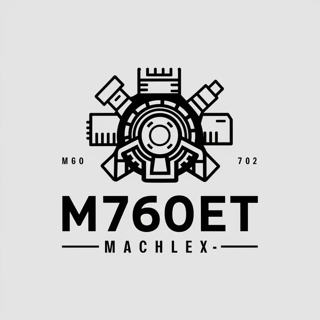 a vector logo design,with the text "M760ET-702", main symbol:Machine,complex,be used in Automotive industry,clear background