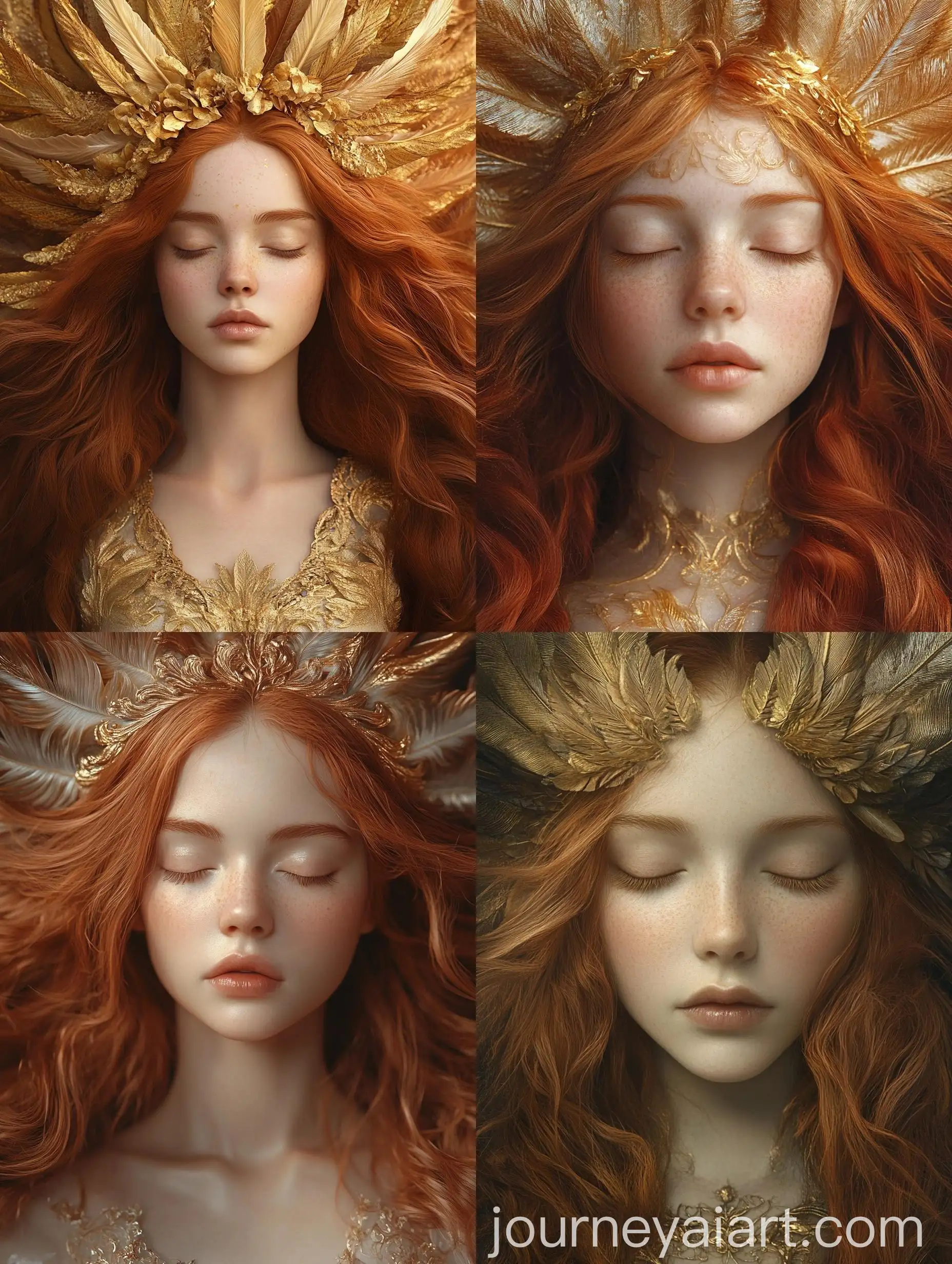 Serene-Indonesian-Woman-with-Golden-Feather-Headdress-Digital-Portrait