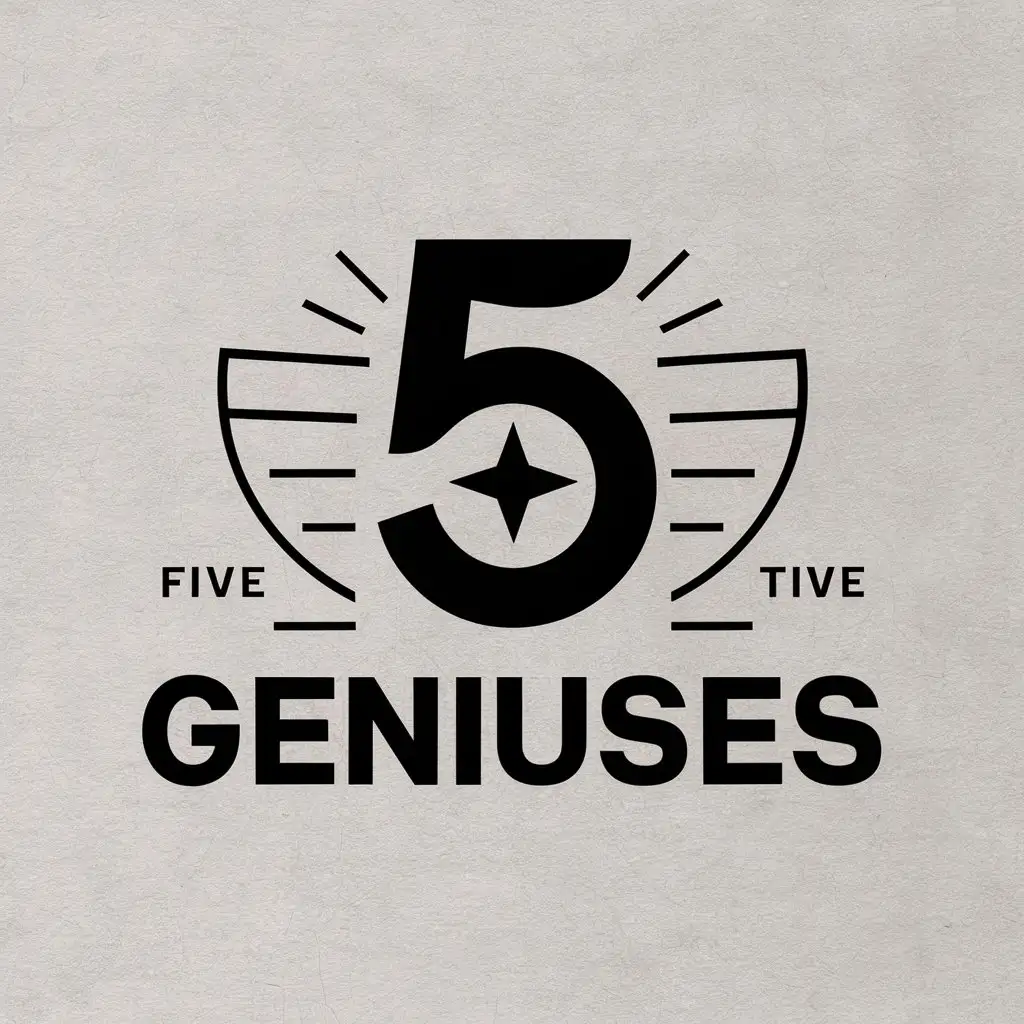 a vector logo design,with the text "five geniuses", main symbol:5,Moderate,clear background