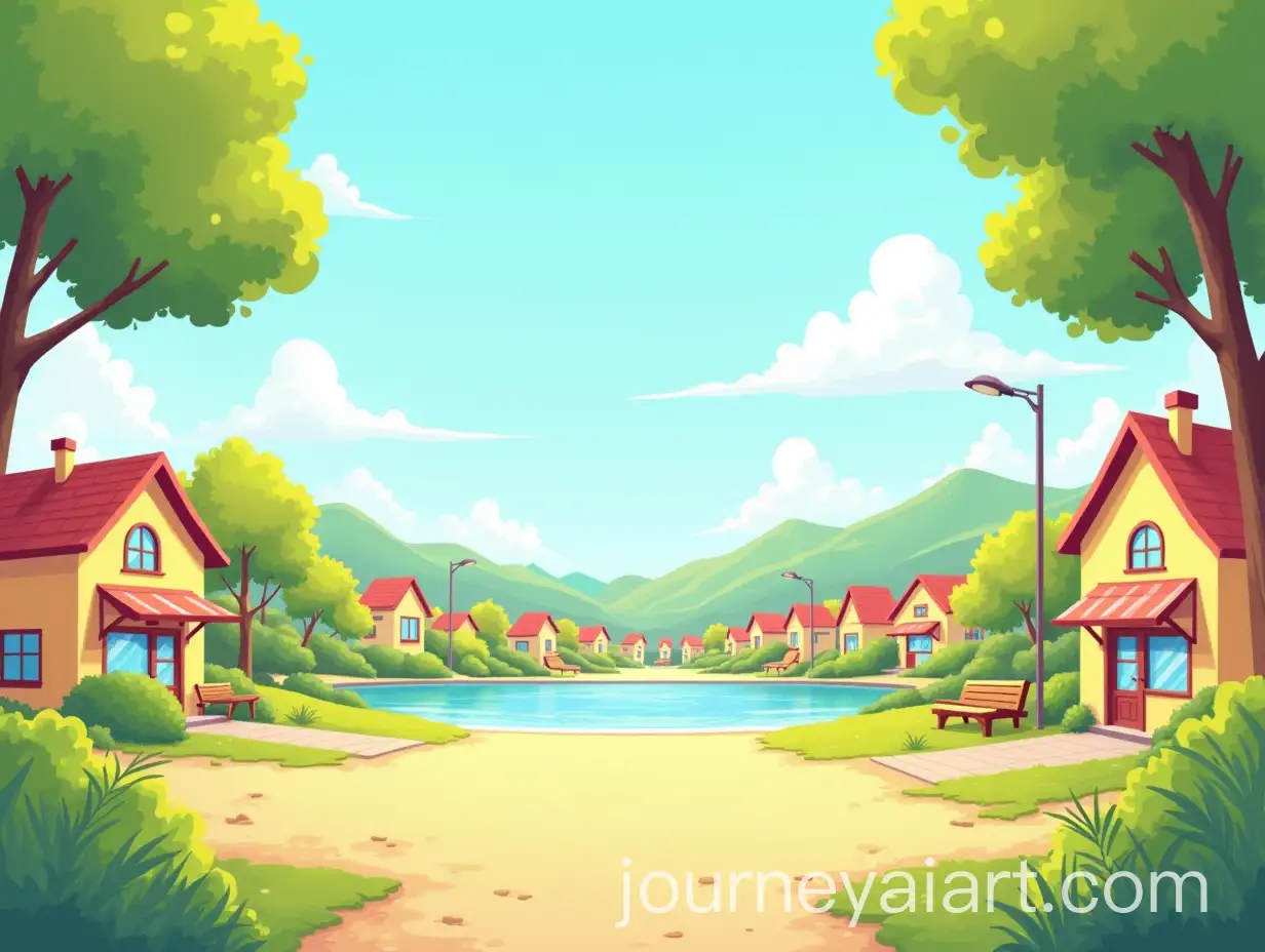 Cheerful-CartoonStyle-Summer-City-Landscape-with-Sunny-Atmosphere