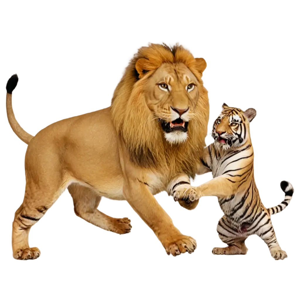 Lion-with-Tigers-Attacking-Him-PNG-HighQuality-Image-for-Dynamic-Visual-Impact