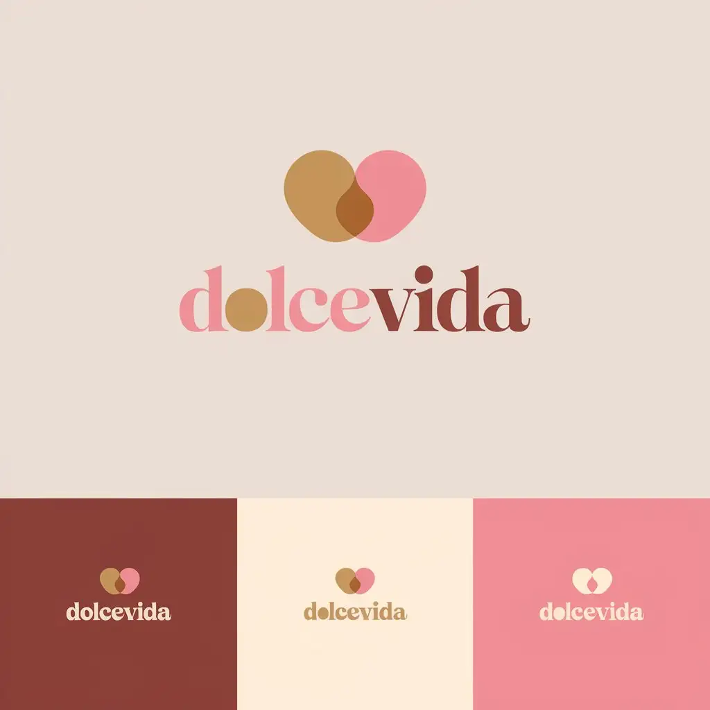 a vector logo design,with the text "Soon with the text "Dolcevida." Use the Paper Candy font. The word "Dolcevida" must be lowercase. Use a warm and inviting color palette, such as soft pink, gold, cream, and dark brown, to evoke sweetness and vitality. ", main symbol:Incorporate a simple and stylish icon in the name. It could be a cookie, a heart or a bow, all with a small touch of shimmer or detail in gold.,Minimalistic,be used in Others industry,clear background