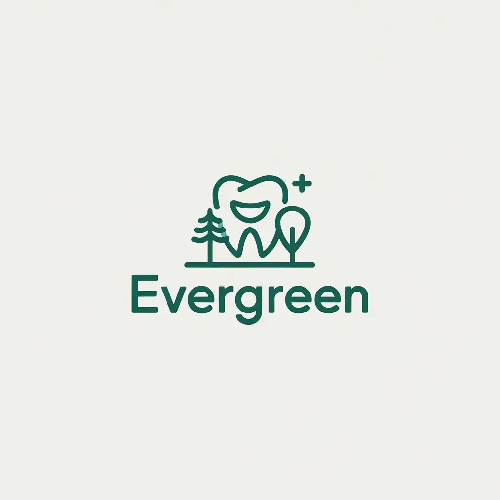 LOGO Design For Evergreen Minimalistic Dental Logo with Tooth and Tree Symbol