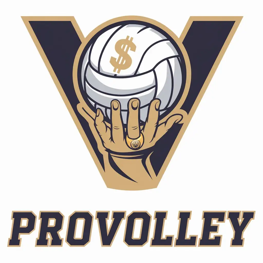 a vector logo design,with the text "PROVOLLEY", main symbol:money business volleyball,Moderate,clear background