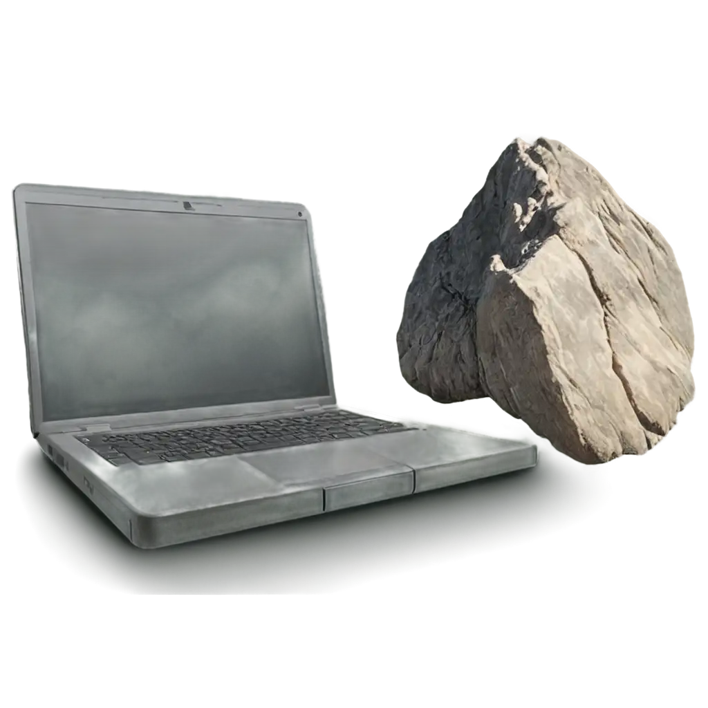 stone mountain with placed laptop