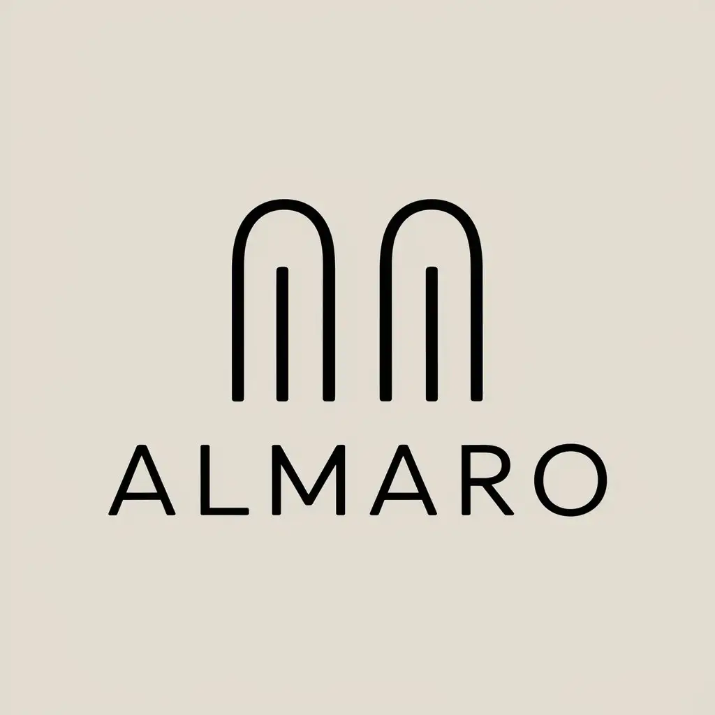 a vector logo design,with the text "ALMARO", main symbol:M,Minimalistic,be used in Ceramic industry,clear background